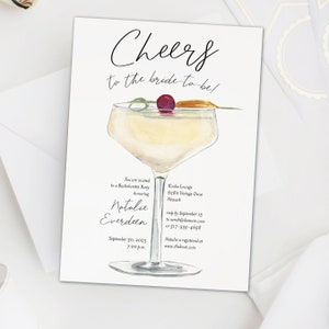 Modern Daiquiri Bachelorette Party Invite - Sleek Cheers Bachelorette Party Invitation - Bar hop - Customizable Invitation