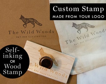 Custom Logo Stamp, Packaging Stamp with your logo, Self inking stamp or wood block Custom Logo Stamp, Wood Mounted Stamp, gift bag stamp