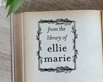 Floral Frame Library Stamp, Self-inking Stamp, Book Plate Stamp, Ex LibrisTeacher Gift, Book Lover Gift, Gift For Her