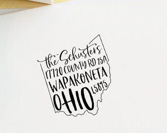 Ohio address Stamp - Self Inking Return Address Stamp - Custom Stamp Housewarming gift for a move to Ohio - state stamp