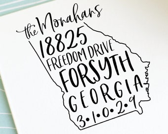 Georgia address stamp - Georgia stamp - state of Georgia return address stamp - housewarming gift for move to Georgia