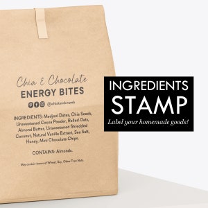 Ingredient and Bakery Stamp for Home-Made Food: Cottage Kitchen Label and Cookie Imprint for baked goods