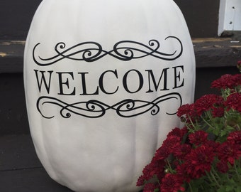 Welcome pumpkin Decal, welcome decal, pumpkin stickers, welcome fall pumpkin decor, welcome pumpkin for front porch decor, autumn porch