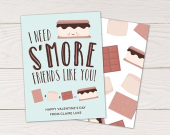 S'mores valentines, fun classroom valentine printable, unique valentine, instant download DIY printable valentines