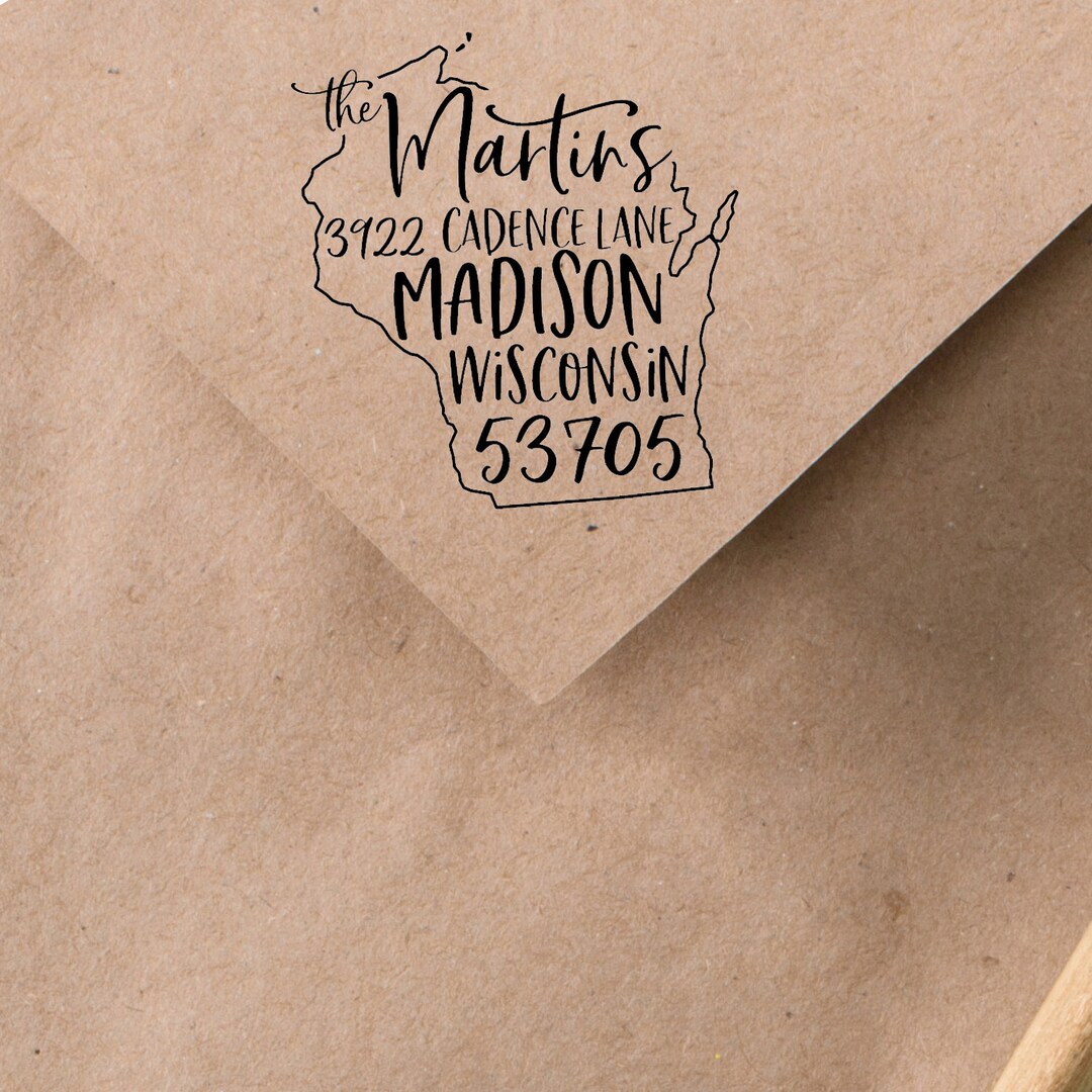 Wisconsin Address Stamp Self Inking Return Address Stamp Personalized Stamp for a Housewarming