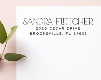 Modern Return Address Stamp - Feminine Print Address stamp - Custom Wedding & Housewarming Gift - Personalized Gift