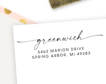 Self Inking Address Stamp - Custom address stamp - housewarming gift - Greenwich