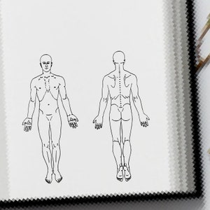 Pain tracker journal stamp - body diagram stamp - physiotherapy help - medical journal planner