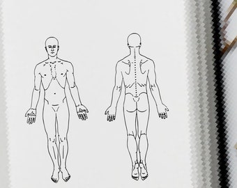 Pain tracker journal stamp - body diagram stamp - physiotherapy help - medical journal planner