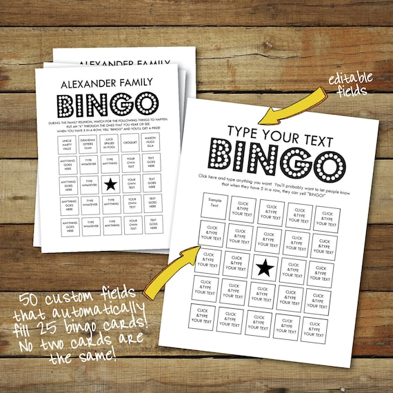 Cartones personalizados bingo