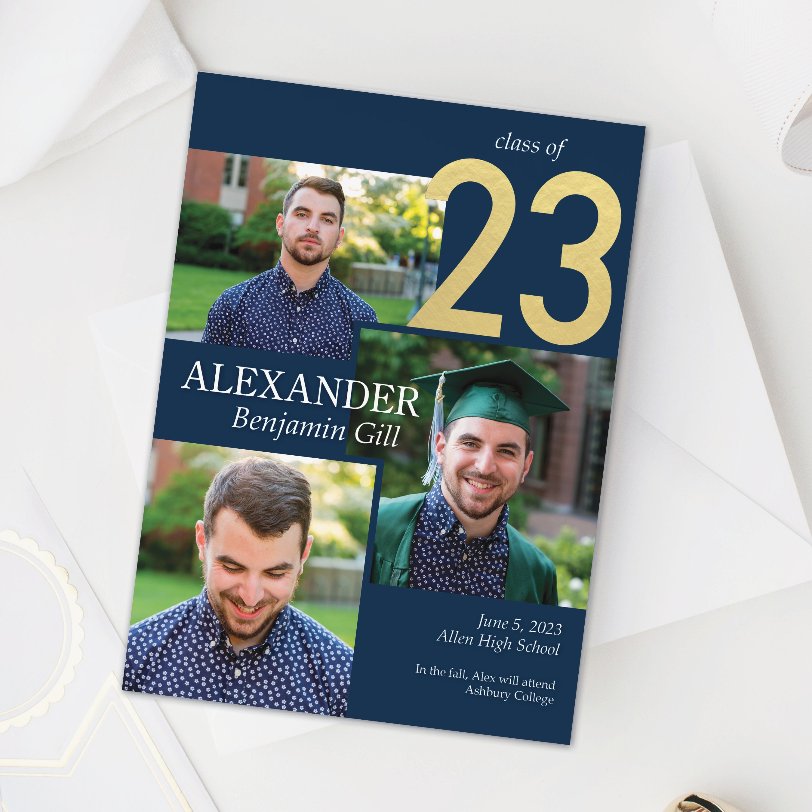 Male Graduation Announcement Card Custom Colors Graduation Party