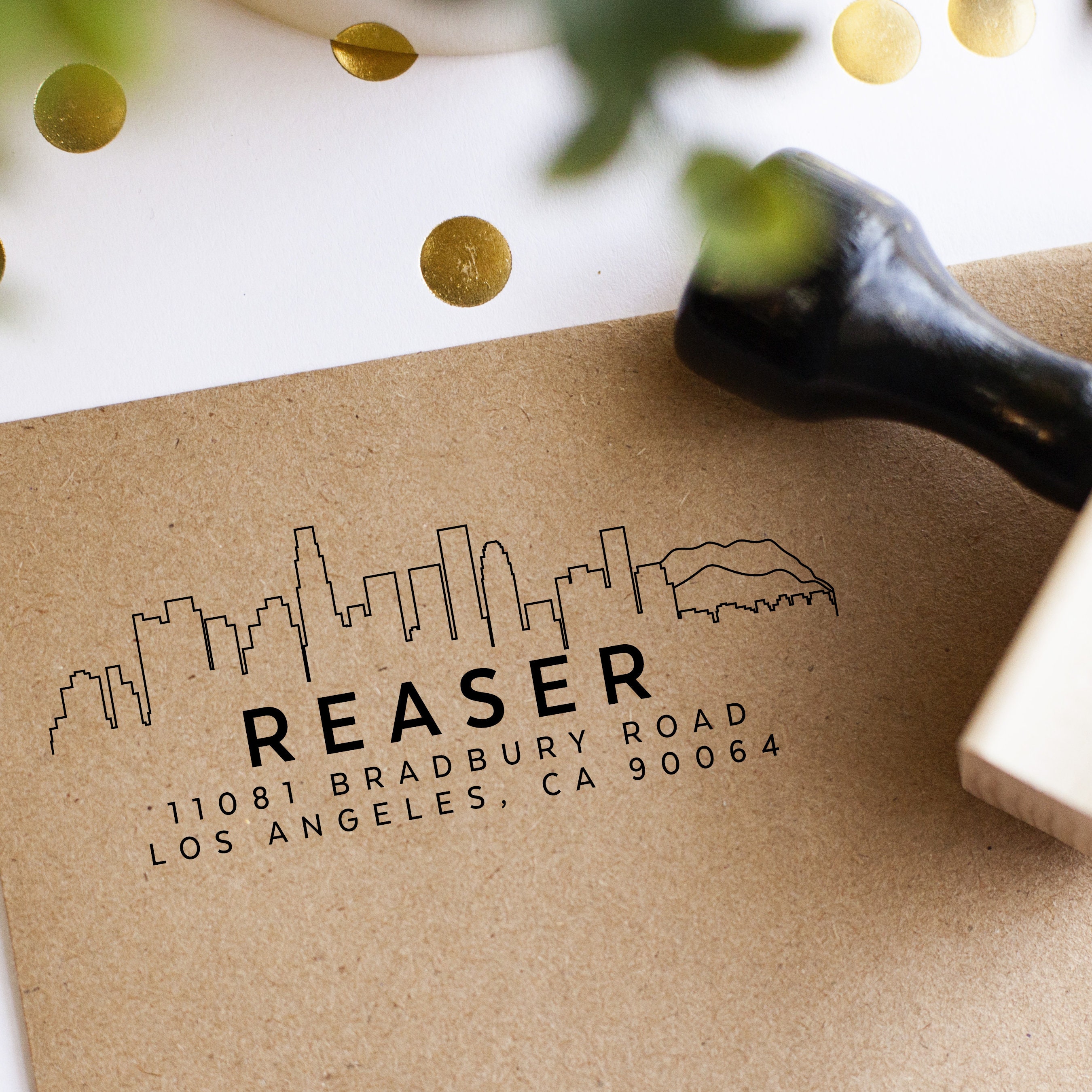 Los Angeles skyline address Stamp Self Inking Return Address Etsy