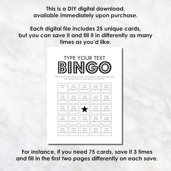 Automatic BINGO Cards Your Own Game Custom - Etsy