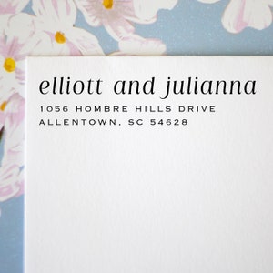Modern Return Address Stamp - Wood block or Self Inking - Serif Print Custom stamp for Personalized Mail, Save the Dates, Invitations