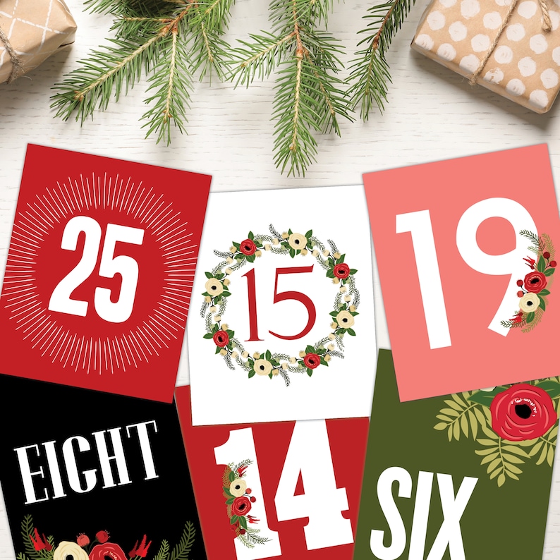Printable Advent Calendar December Calendar 25 4 X Etsy