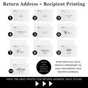 Address printing on envelopes Custom mailing addresses and/or return address on press printed cards return address printing image 2