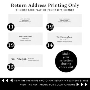 Address printing on envelopes Custom mailing addresses and/or return address on press printed cards return address printing image 3