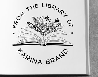 Personalized Book Stamp - From the Library of Stamp - Custom Ex Libris Stamp, Rubber Stamp, Self Inking Stamp, Christmas gift for her