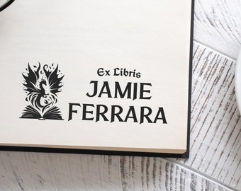 Dragon Ex Libris Stamp - Dragon Loveer book stamp - Custom Bookplate for Fantasy Bibliophiles