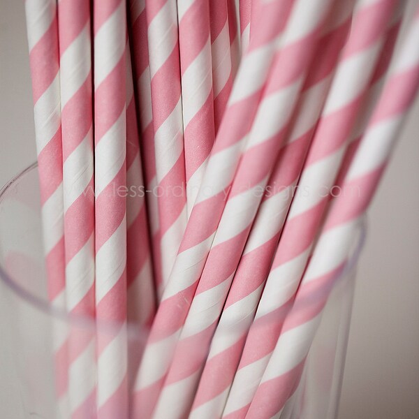 25 pailles papier rose clair, rayé paillettes roses pastels pour les parties et les événements, les drapeaux imprimable gratuit