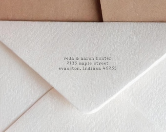 Minimalist Return Address Stamp, Personalized Self Inking or Rubber Stamp, Typewriter Wedding Stamp, Simple Custom Return Address Stamp