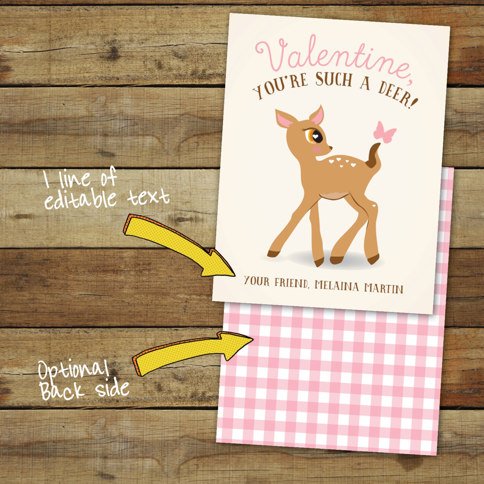 Deer Valentine's Day Card Printable Deer Valentine - Etsy
