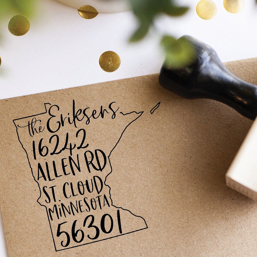 Minnesota Address Stamp Self Ink Address Stamp Custom Rubber Stamp Move