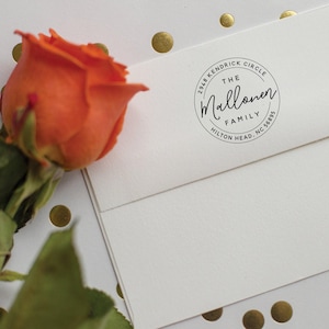 Round address Stamp - Self Inking Return Address Stamp - circle rubber stamp - Custom and Personalized Stamp, Housewarming gift