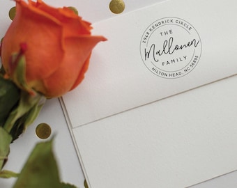 Runder Adressstempel - Selbstfärbender Adressstempel - Kreis Stempel - Individueller und personalisierter Stempel, Einweihungsgeschenk