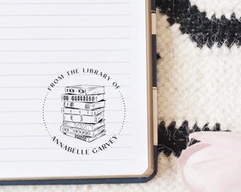 Book Lover Gift - Personalized Book Stamp, From The Library Of Custom Bookplate - Ex Libris Stamp