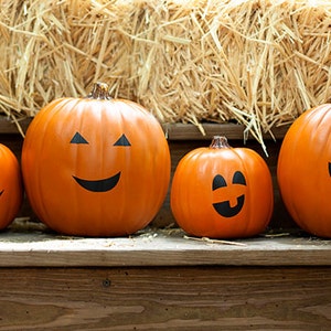 10 Pumpkin Faces Happy Halloween Pumpkin Stickers, Happy Faces Pumpkin ...