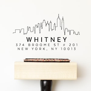 Adresstempel New York City - zelfinktende postzegel retouradres stadsoverzicht van New York City - Gepersonaliseerde stempel New York