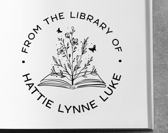 Personalized Book Stamp - From the Library of Stamp - Custom Ex Libris Stamp, Rubber Stamp, Self Inking Stamp, Christmas gift for her