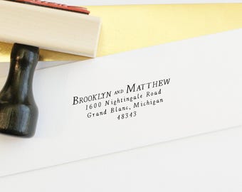 Modern return address stamp, Wedding Stamp for Save the date or invitation Self-inking stamp or with handle, Housewarming Gift