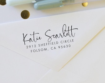 Handwritten return address stamp - personalized stamp with handwriting font - custom stamp - self inking stamp