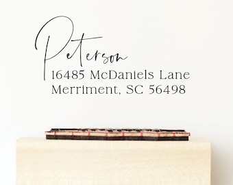 Return Address Stamp - Custom Address Stamp - Personalized Stamp Wood Stamp - Self Inking Calligraphy Stamp - Wedding Gift Housewarming Gift