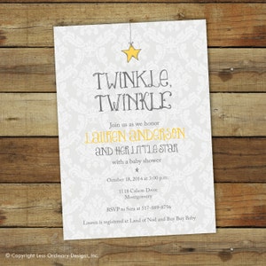 Invito baby shower Twinkle Twinkle Little Star, per maschietto, femminuccia o genere neutro