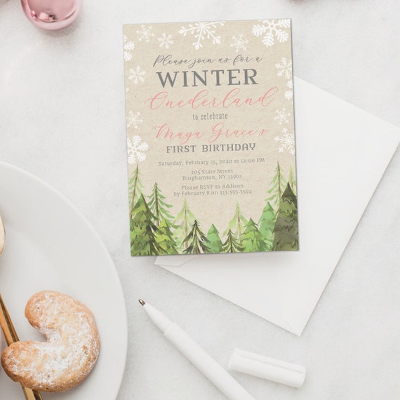 Winter onederland invitation, winter onederland girl, winter birthday party invitation, winter 1st birthday, onederland party