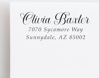 Elegant Script Return Address Stamp: Personalized Wedding Stamp
