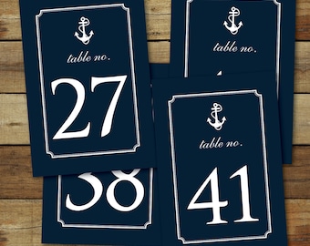 Printable Nautical Wedding Table Numbers Instant Download - Etsy