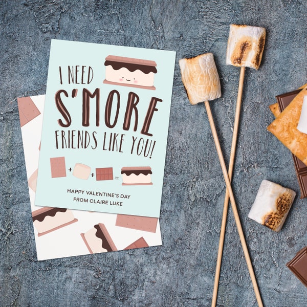 S'more Friends Like You Classroom Printable Valentines - Adorable and Sweet Exchange Cards for Kids