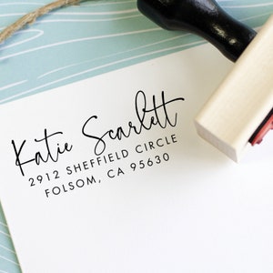 Handwritten return address stamp personalized stamp with handwriting font custom stamp self inking stamp image 3