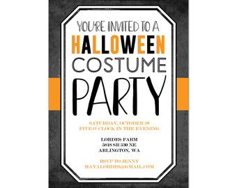 Halloween Costume Party invitation, modern Halloween party invitation, costume party invitation