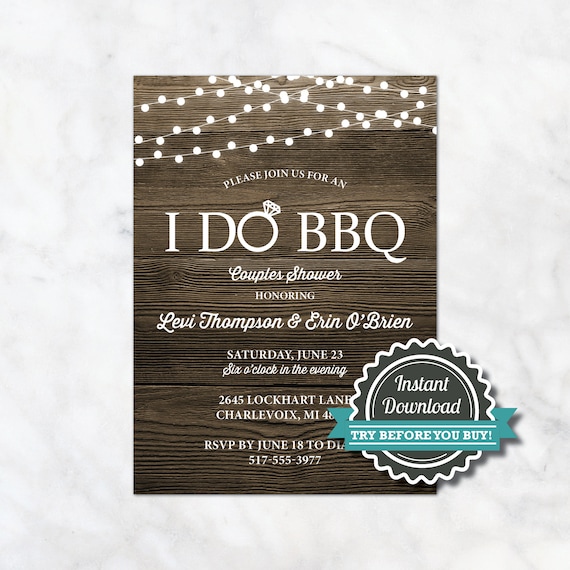 I Do BBQ Invitation: Barn Wedding Shower Template (Digital Download)