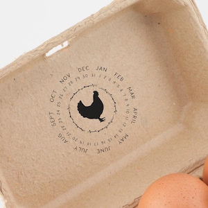 Farm Fresh Egg Carton Date Stamp: Chicken Design Calendar for Egg Freshness Marking