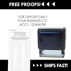 Check Endorsement Stamp - Restrictive Endorsement - Custom Business Stamp - Personalized Stamp - Quick & Easy Bank Deposits, Mobile Deposit