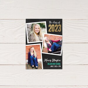 Glitter graduation announcement and party invitation glitter look 2023 graduation photo card printable or printed cards image 2