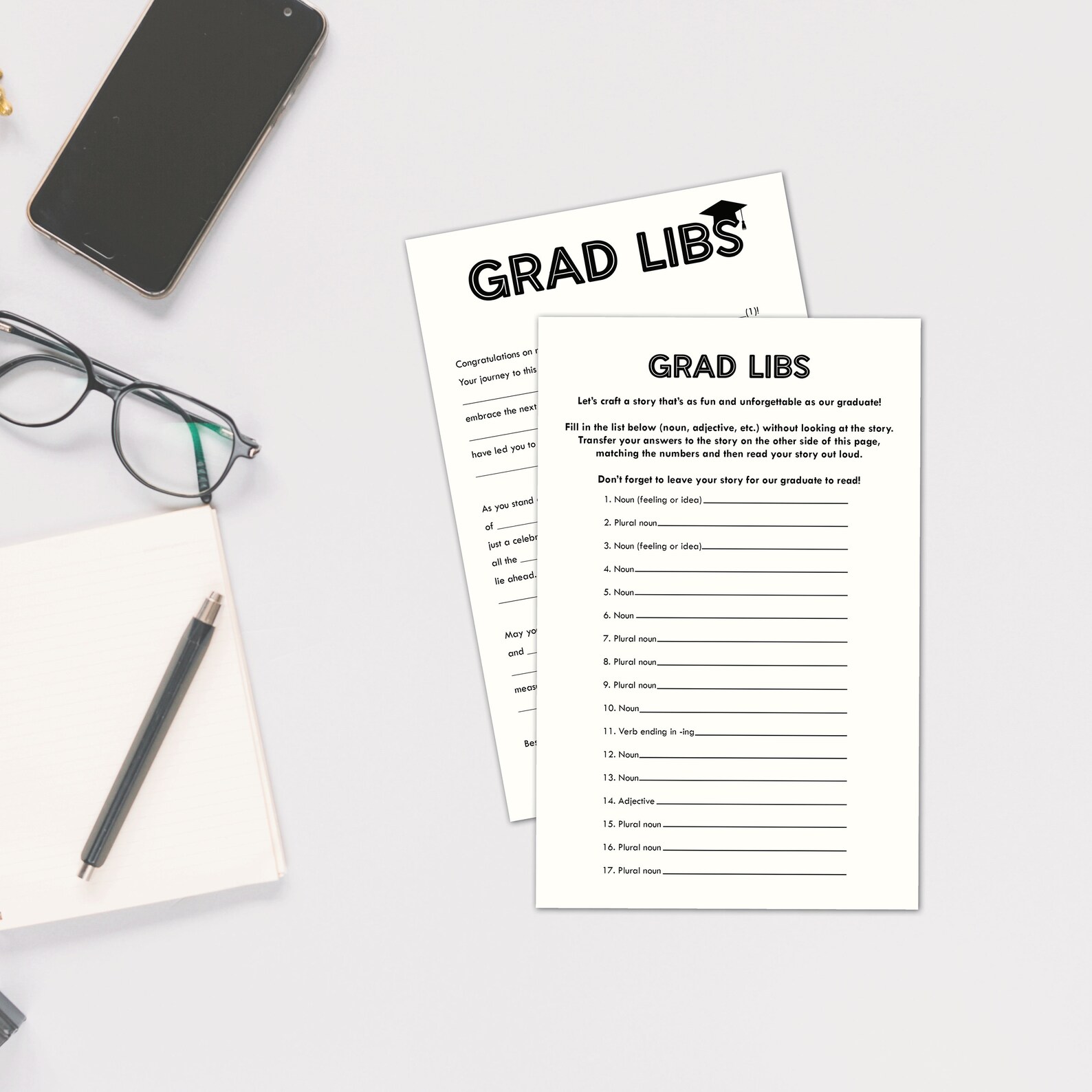 Graduation Party Mad Libs Printable Game - High School Grad or College ...