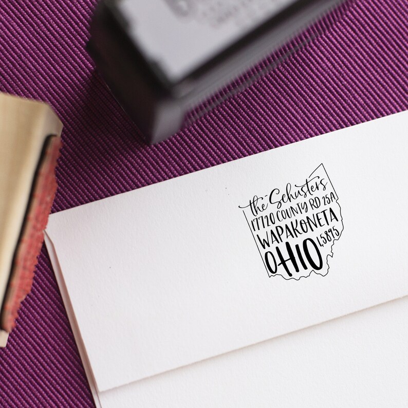 Ohio address Stamp Self Inking Return Address Stamp Custom Etsy