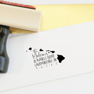 Hawaii address Stamp - Self Inking Return Address Stamp - Custom Stamp with Hawaiian Islands - state stamp